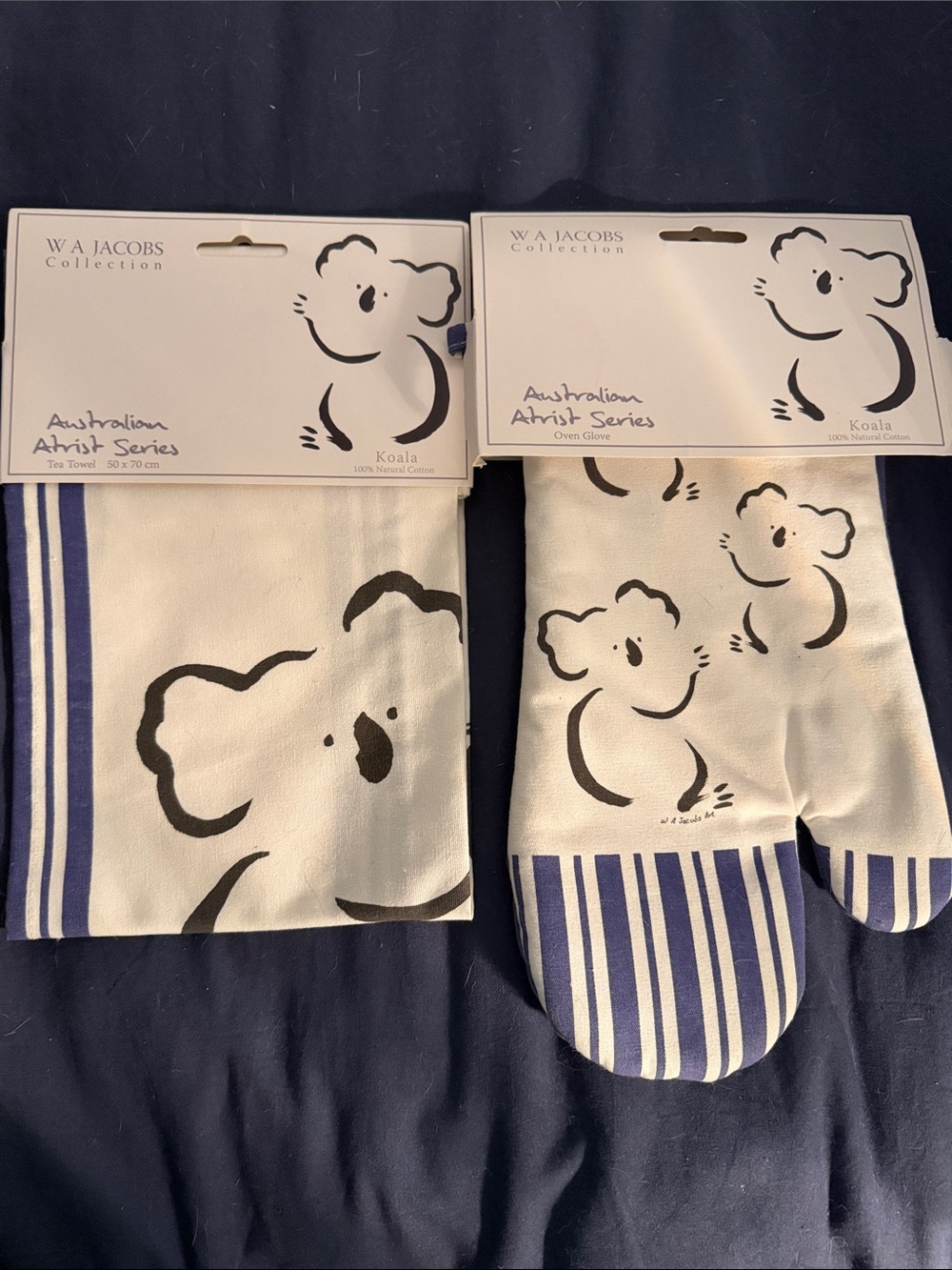 WA JACOBS Australian Artist Series - Koala Kitchen Towel & Oven Mitt Set
